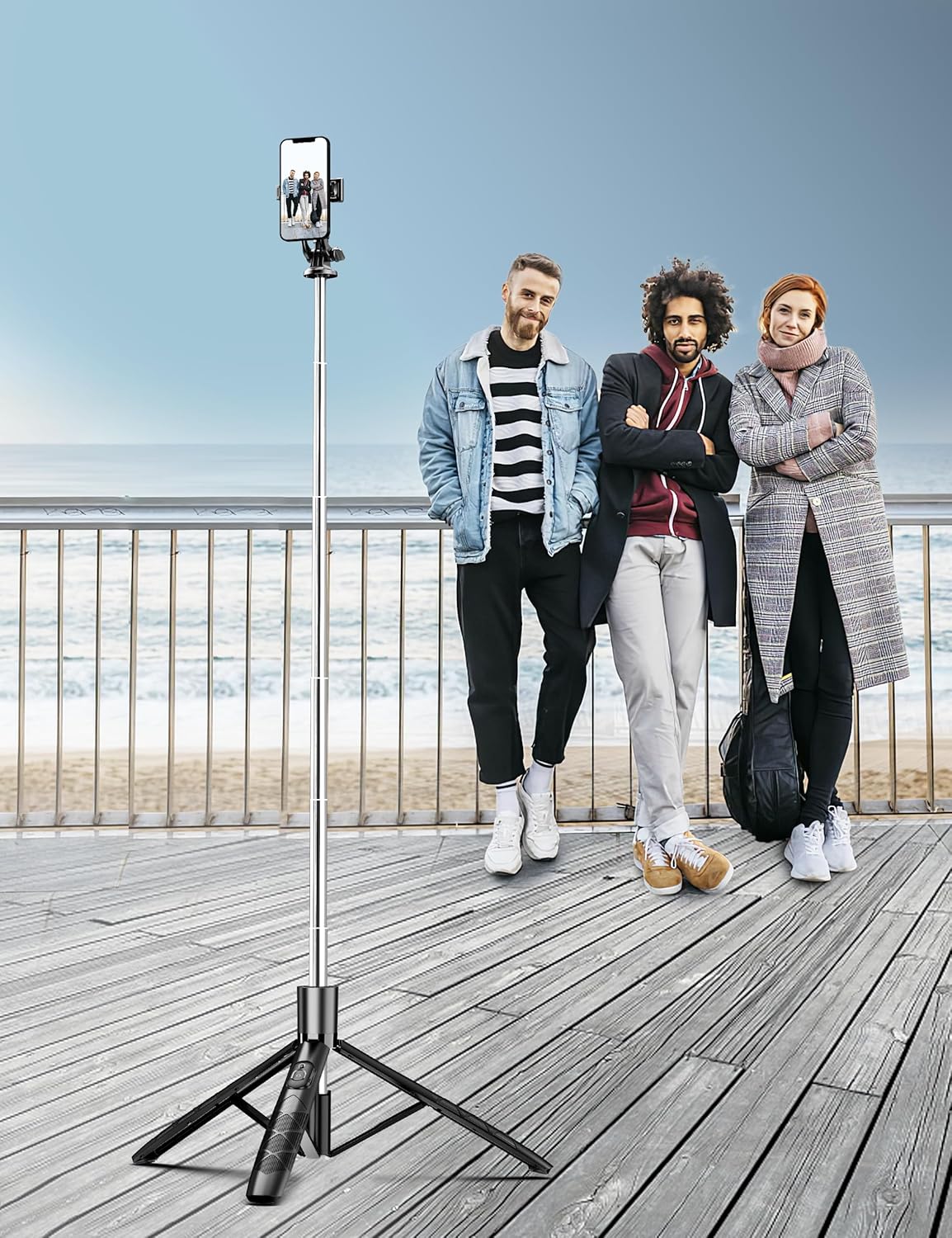 71 Phone Tripod & Selfie Stick, All in One Extendable Cell Phone Tripod with Wireless Remote, Tripods Stand for iPhone & Travel Selfie Stick 360° Rotation Compatible with iPhone Android, Camera